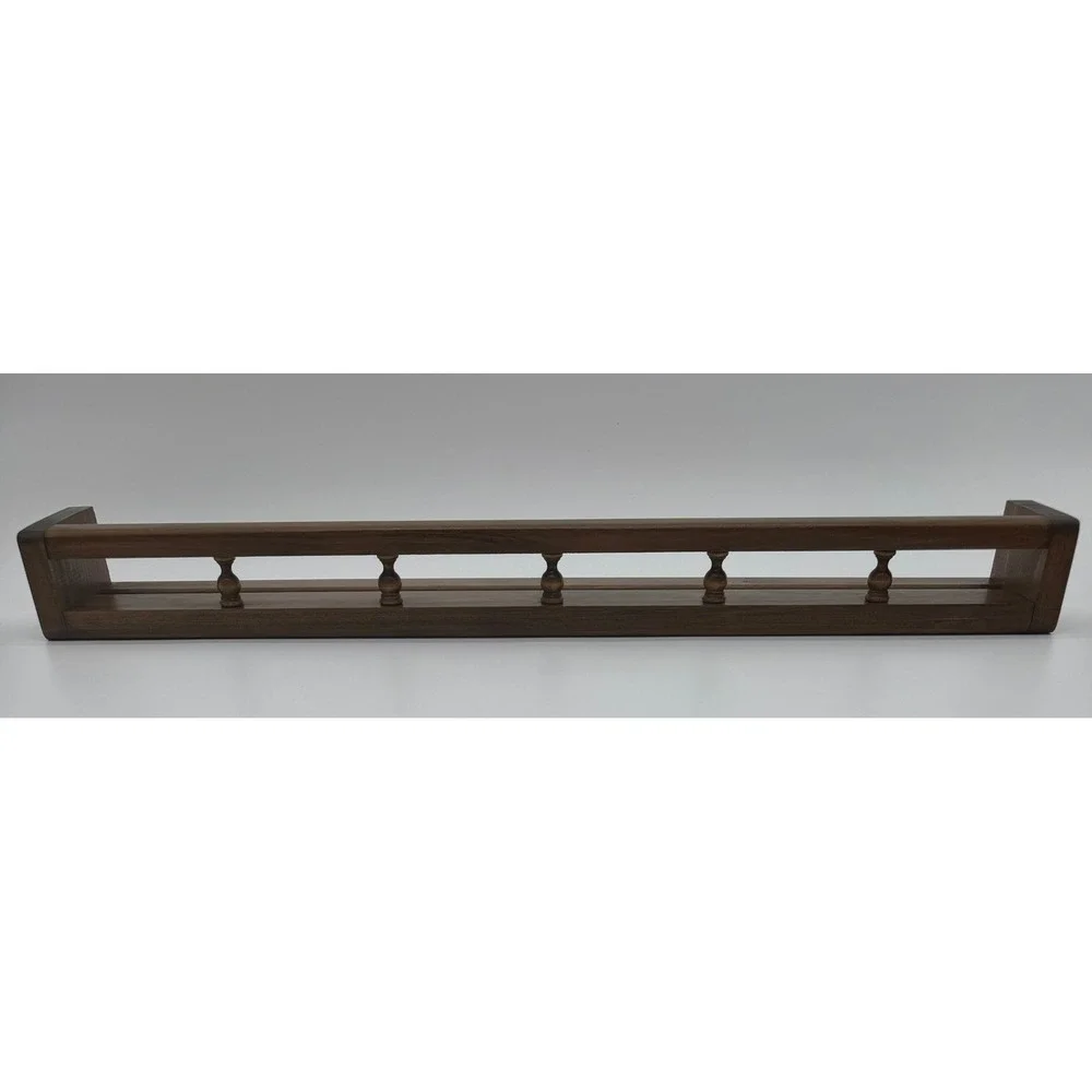 Vintage Dark Wood Spice Rack Wall Mount Gallery Rail Display Shelf 24 Inch